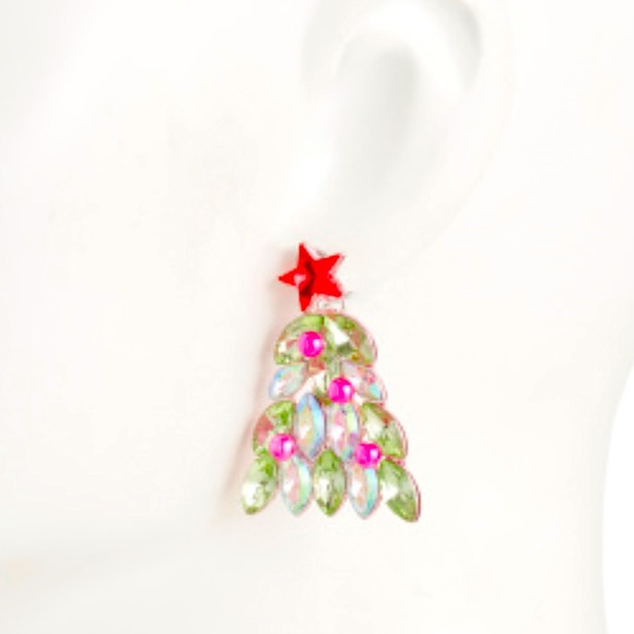 New BETSEY JOHNSON Christmas Tree Post Earrings - Picture 3 of 17